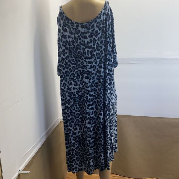 Jollie Lovin Woman's Short Sleeve Swing Dress Size 5X Leopard Print Blue Pockets - Picture 4 of 16
